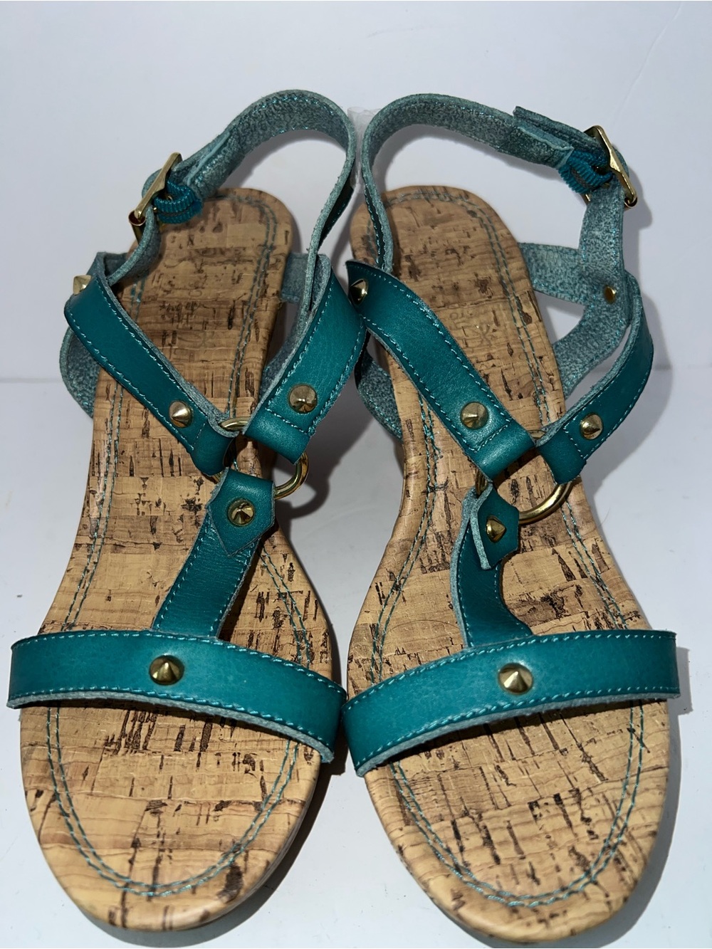 Montego Bay Club Women’s Teal Cork Wedge Sandals- Size 6.5